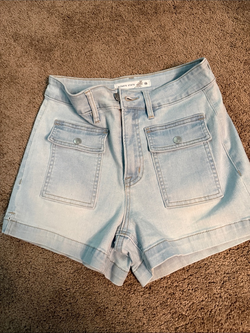 Altar'd State Jean shorts - Light Blue High-Waist Cargo style - size 25